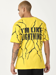 T-Shirt męski z nadrukiem żółty OZONEE MR/21537