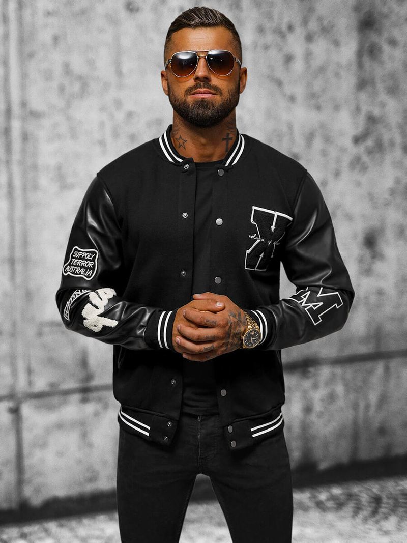 Bluza męska rozpinana czarna OZONEE O/TB9114