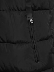 Kamizelka damska długa pikowana z kapturem czarna OZONEE O/81276