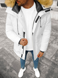 Kurtka zimowa męska parka z futerkiem biała OZONEE JB/JP1173/6Z