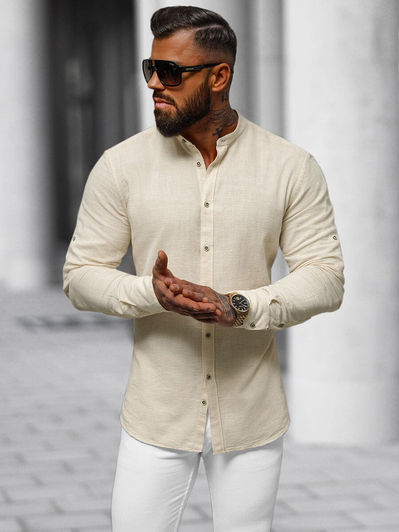 Koszula męska beżowa OZONEE O/V88