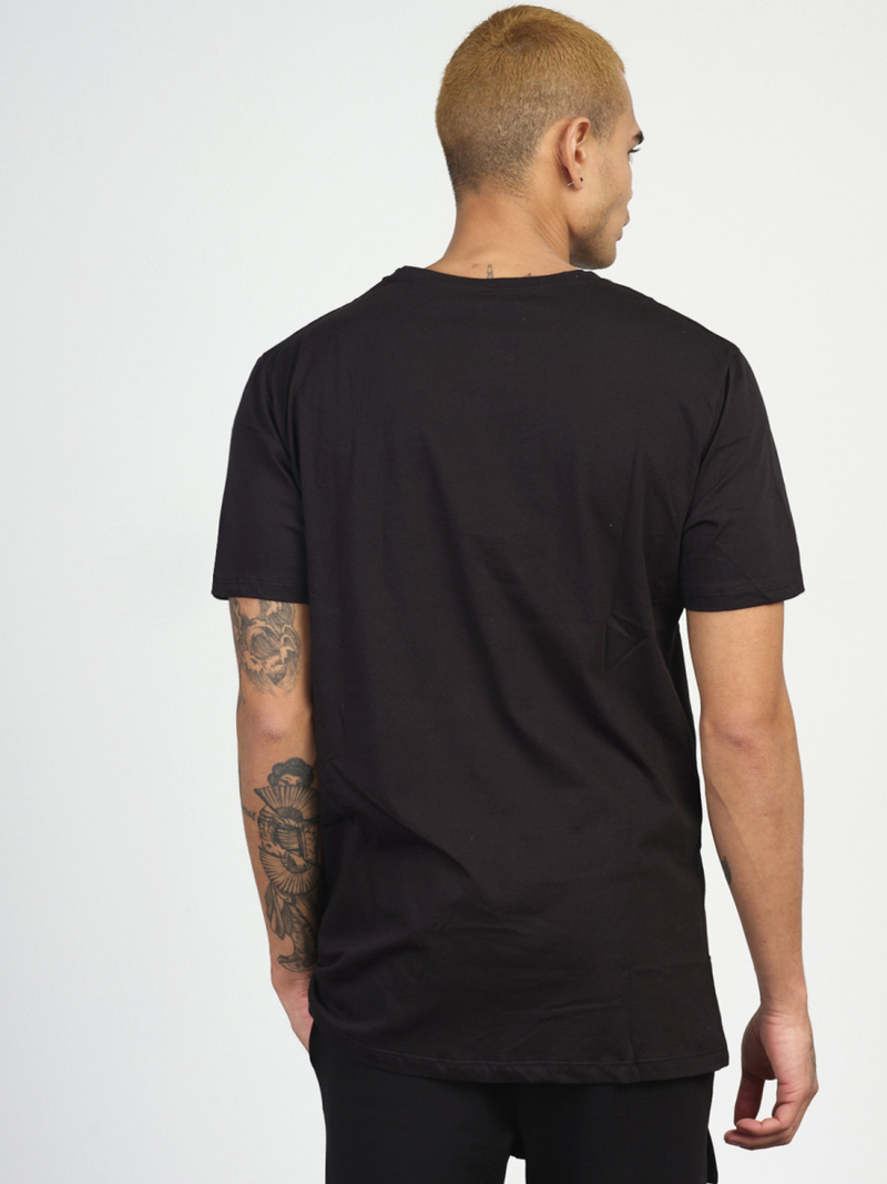 T-Shirt męski z nadrukiem czarny OZONEE MR/21513