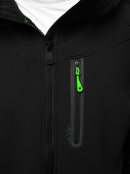 Kurtka softshell męska z kapturem czarno-zielona OZONEE GE/12269Z