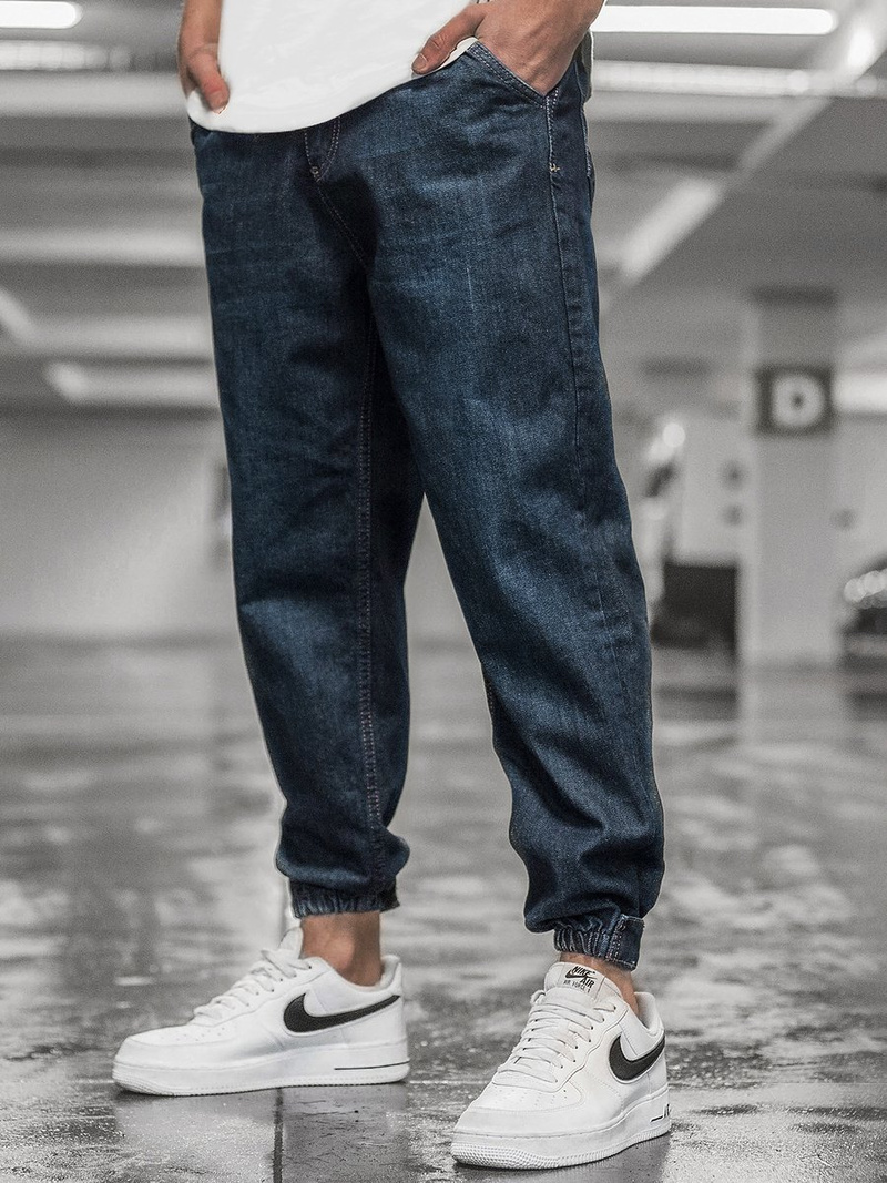 Spodnie męskie jogger ciemno-niebieskie OZONEE O/3891