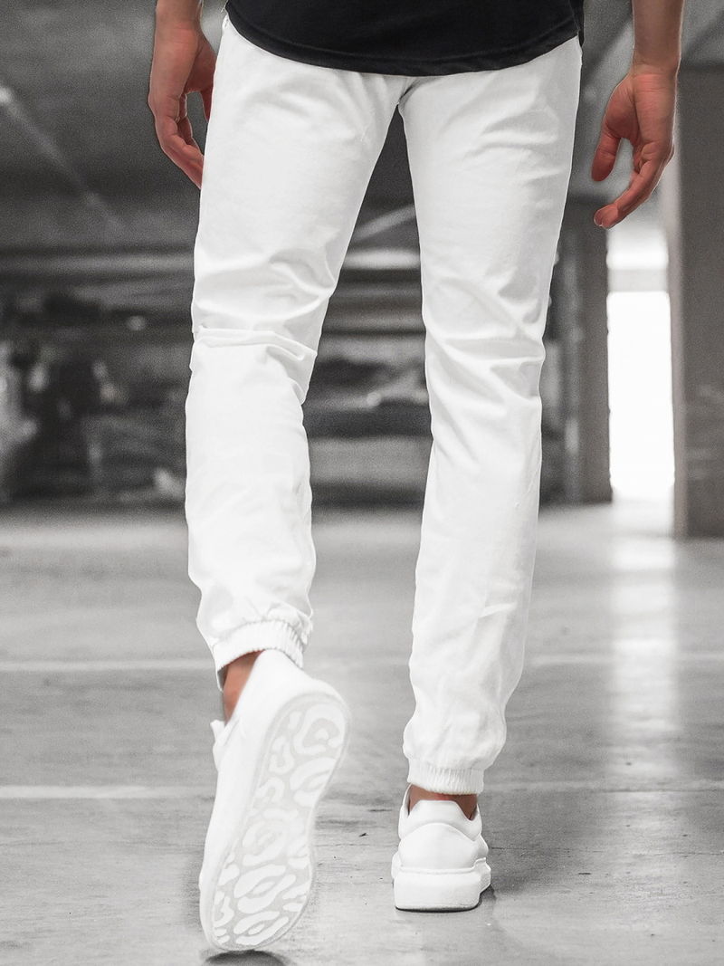 Spodnie męskie chino joggery białe OZONEE JB/JP1145/1