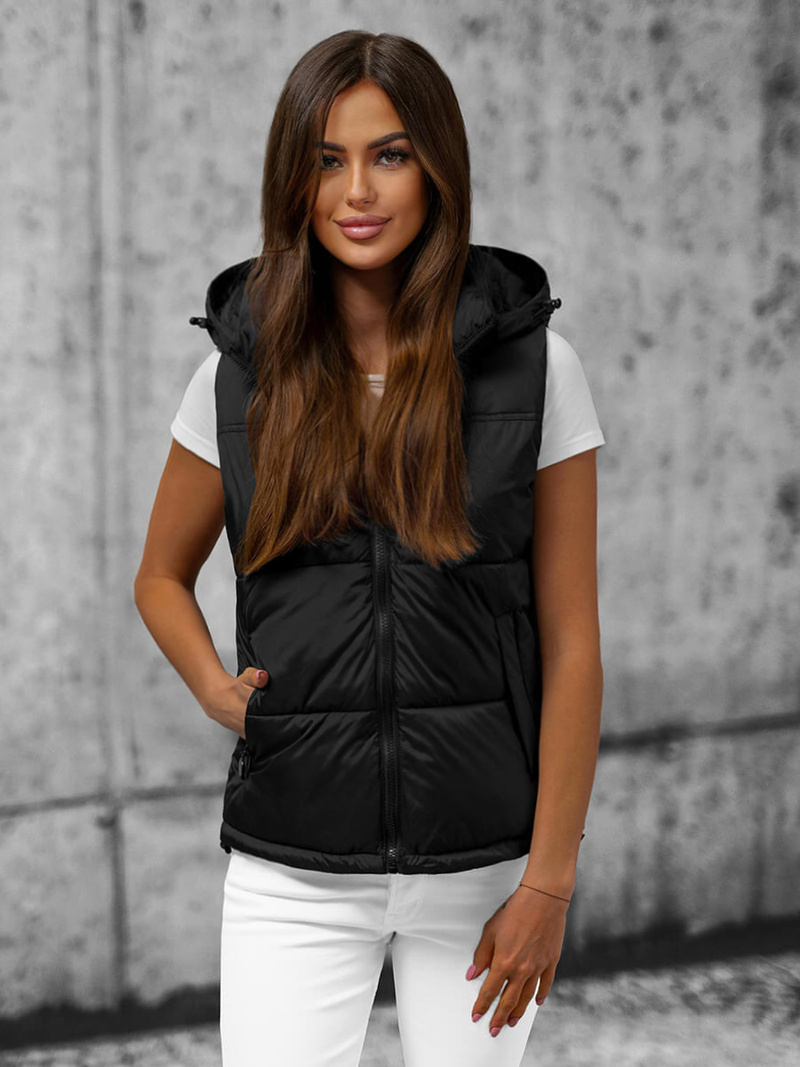 Kamizelka damska pikowana czarna OZONEE O/L951