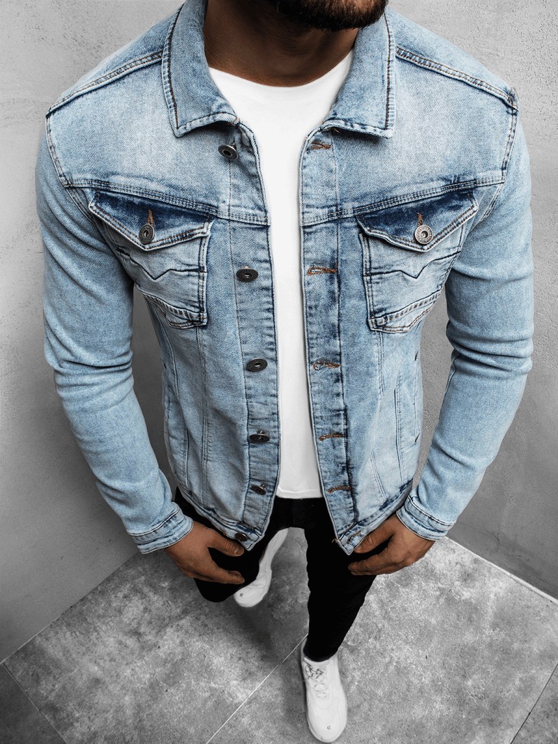 Kurtka męska jeans jasnoniebieska OZONEE O/3432