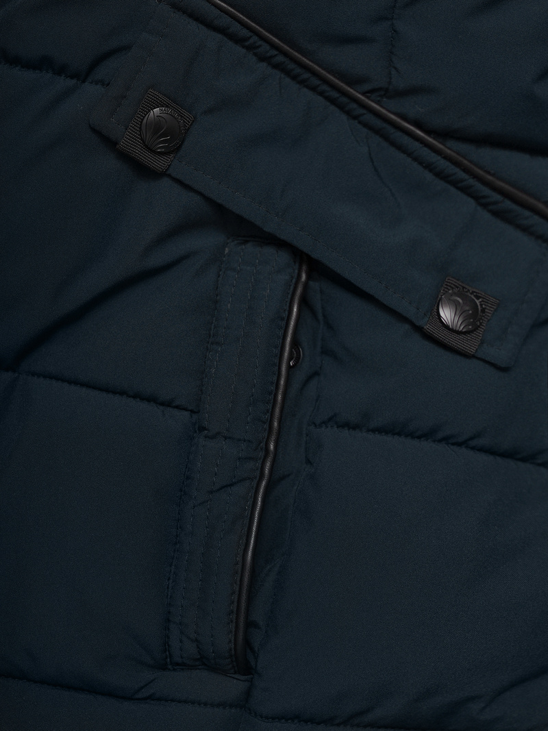 Kurtka zimowa damska długa pikowana granatowa OZONEE O/W377Z