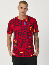 T-Shirt męski z nadrukiem czerwony OZONEE MR/21518