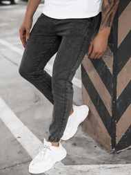 Spodnie jeansowe joggery męskie czarne OZONEE DJ/5820