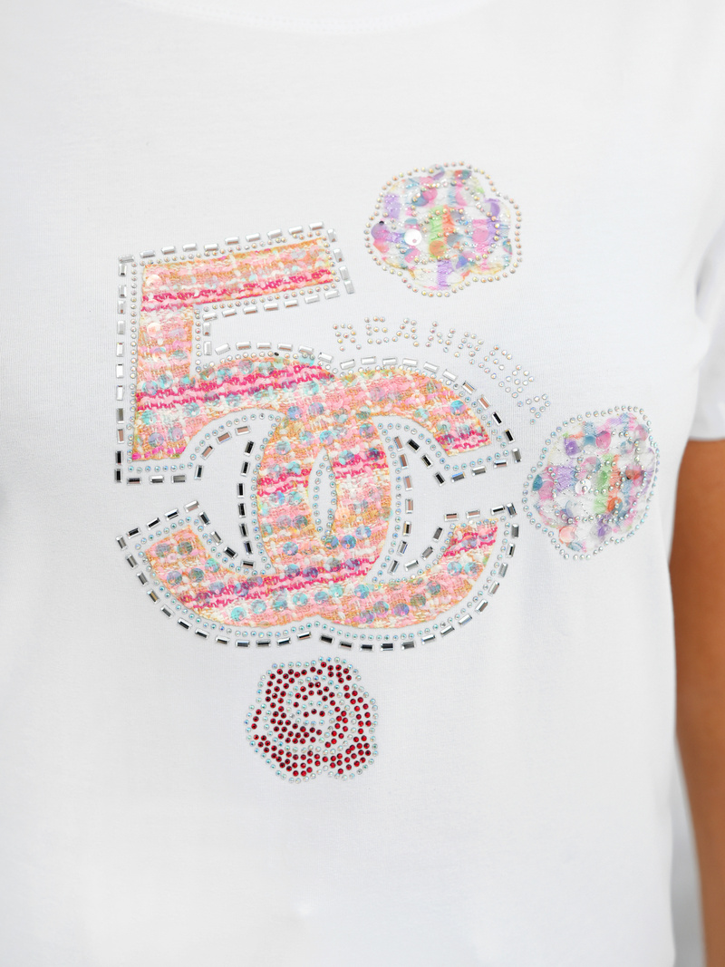 T-shirt damski z nadrukiem biały OZONEE JS/95T2552/1