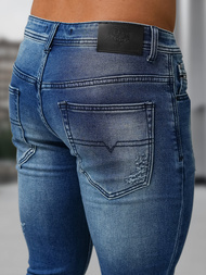 Spodnie jeansowe męskie slim fit ciemno-niebieskie OZONEE NB/MP0009BS