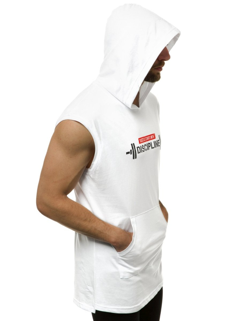 T-Shirt bez rękawów męski biały OZONEE MACH/M1211