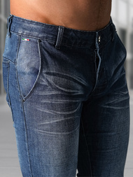 Spodnie jeansowe męskie slim fit ciemno-niebieskie OZONEE NB/MP0091BS