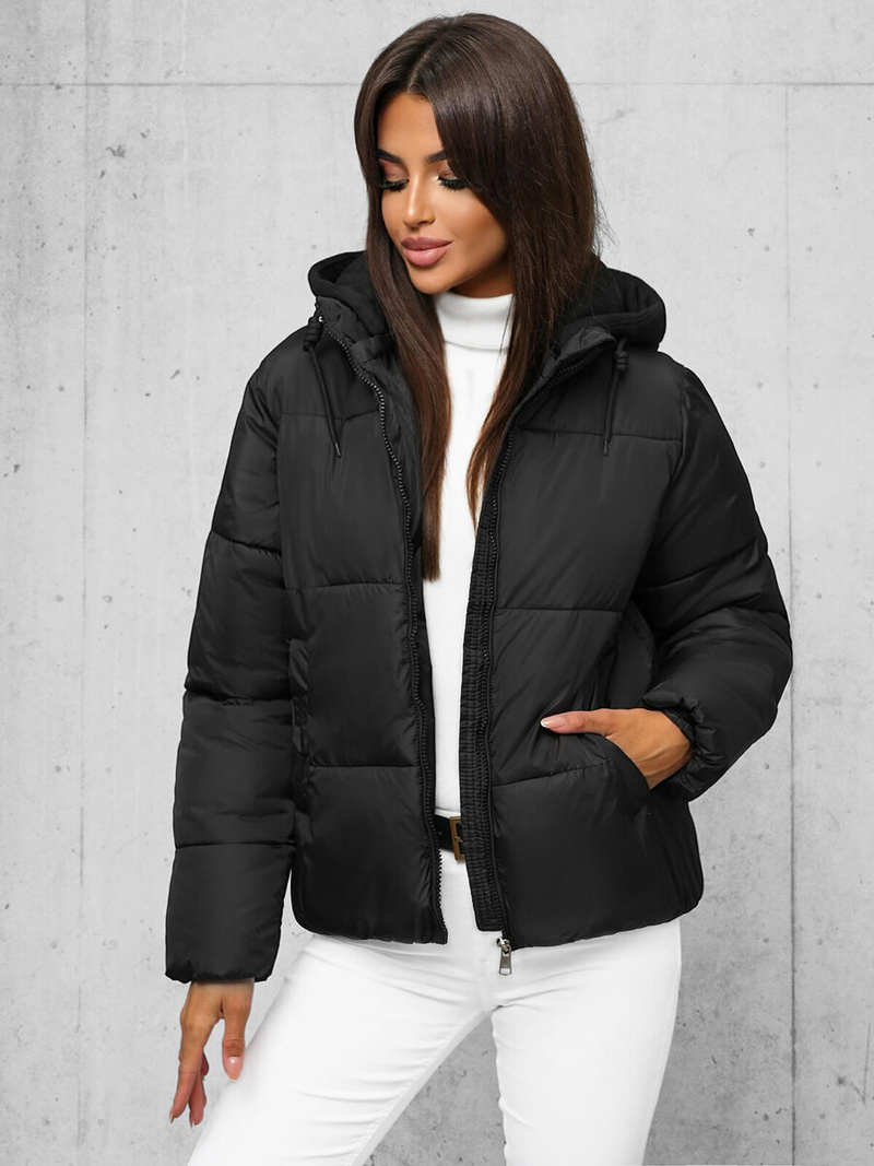 Kurtka zimowa damska pikowana czarna OZONEE JS/16M9187/392