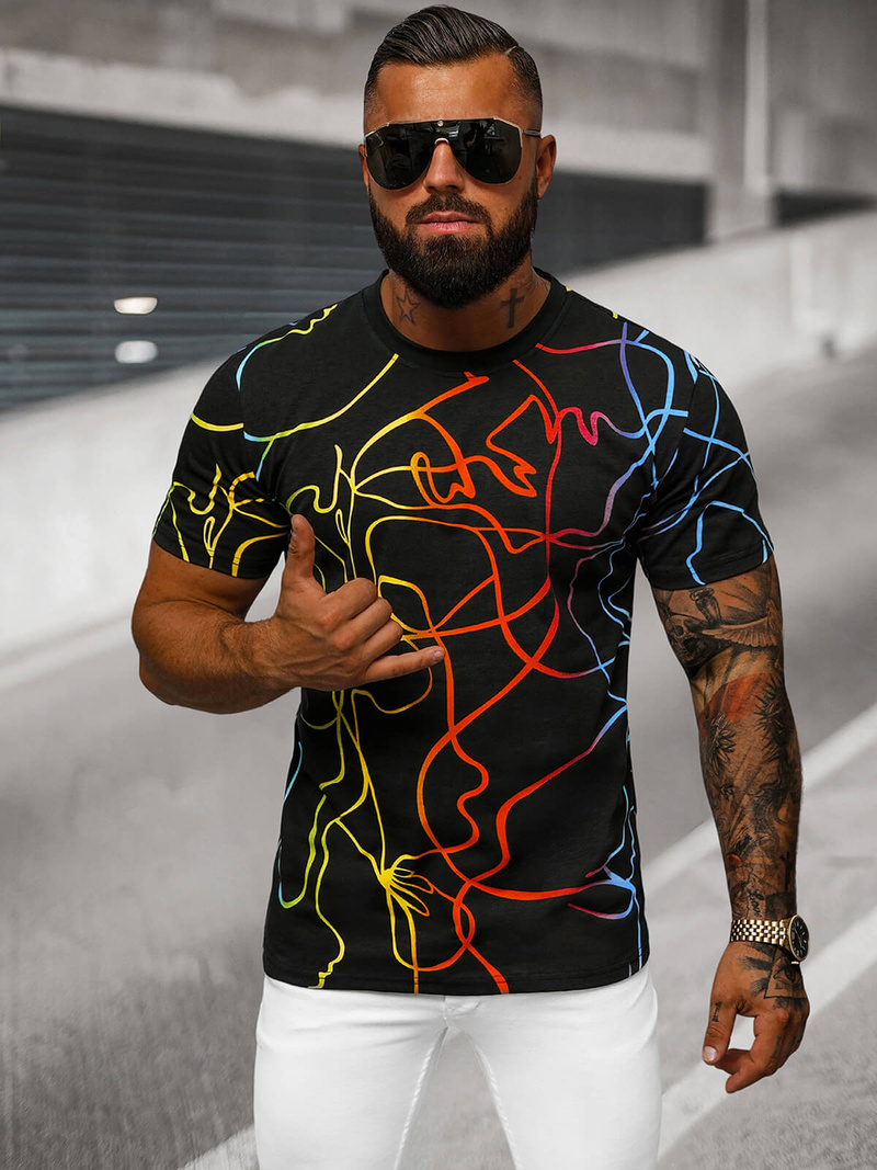 T-shirt męski czarny OZONEE O/T1273/3