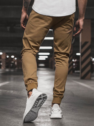 Spodnie męskie joggery camelowe OZONEE A/1003