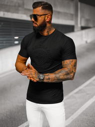 T-shirt męski slim fit czarny OZONEE NB/MT3056Z