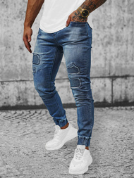 Spodnie jeansowe joggery męskie niebieskie OZONEE NB/MP0052/2B