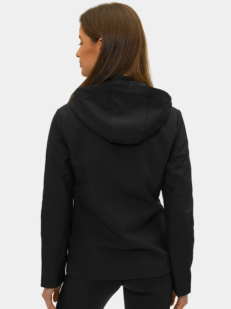 Kurtka softshell damska z kapturem czarna OZONEE JS/HD183/1