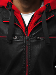 Kurtka skórzana męska czarno-czerwona OZONEE N/6129Z