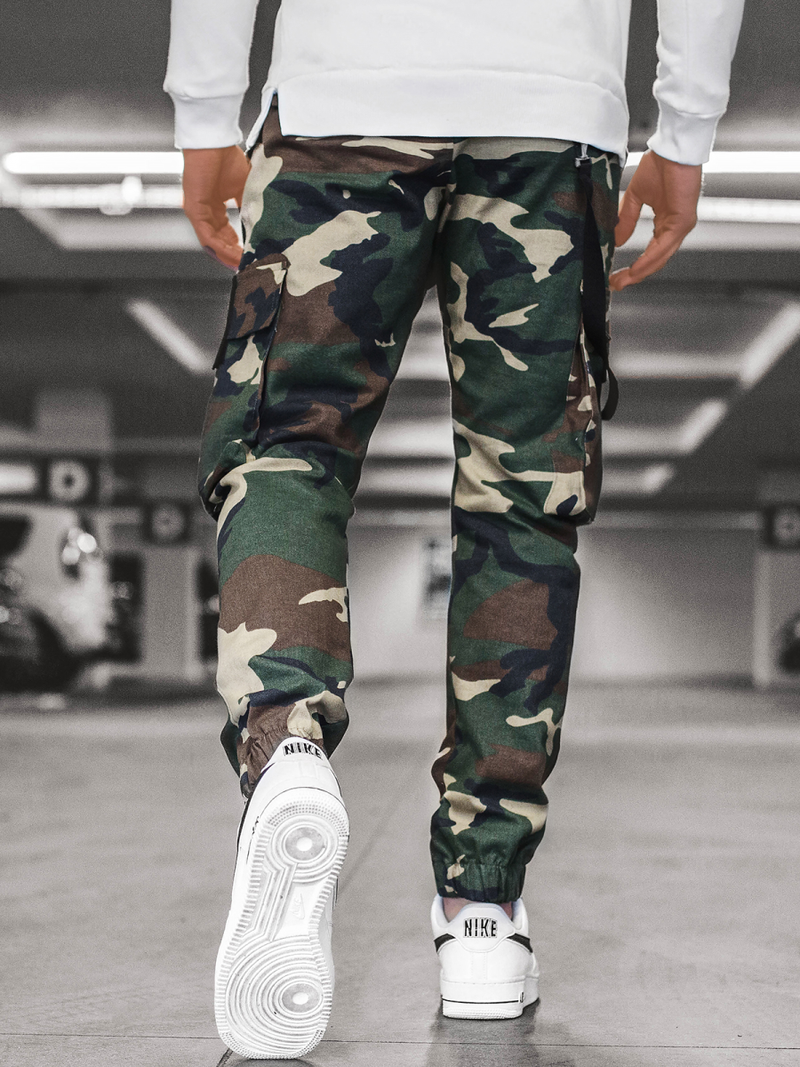 Spodnie męskie chino joggery moro-zielone OZONEE O/11106