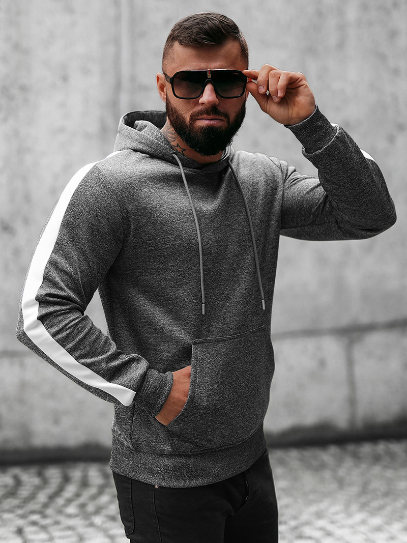 Bluza z kapturem męska grafitowa OZONEE O/8B153/5