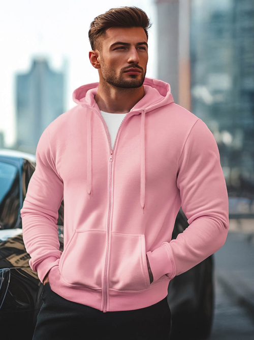 Bluza męska z kapturem rozpinana pudrowa OZONEE JS/2008Z