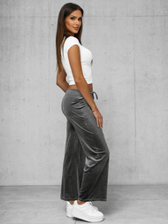 Spodnie damskie welurowe z szeroką nogawką grafitowe OZONEE JS/92K519/10