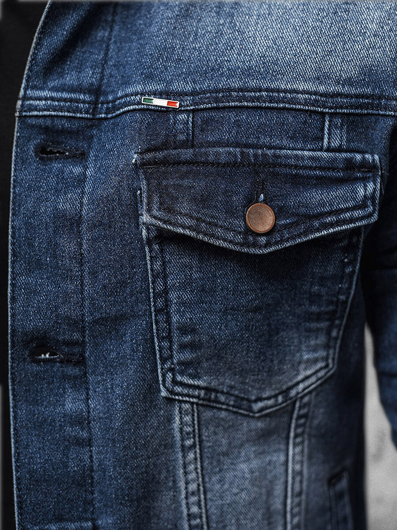 Kurtka męska jeansowa ciemno-niebieska OZONEE NB/MJ523BS