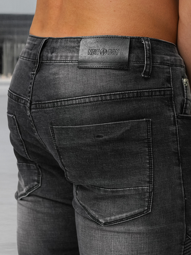 Spodnie jeansowe męskie slim fit czarne OZONEE NB/MP0142NZ