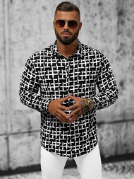 Koszula męska czarno-biała OZONEE E/9000/2Z