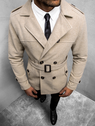 Płaszcz męski z pagonami ecru OZONEE O/5627