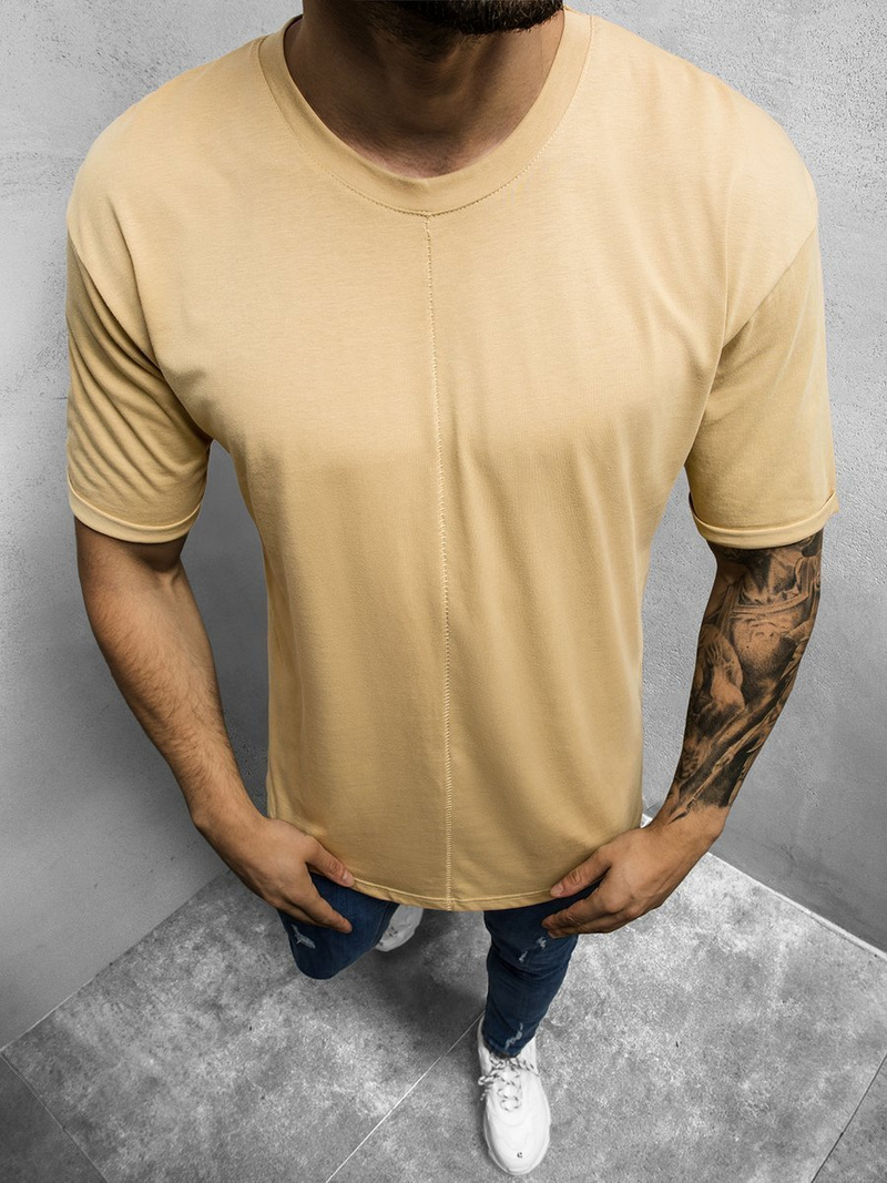 T-Shirt męski beżowy OZONEE MR/21576Z