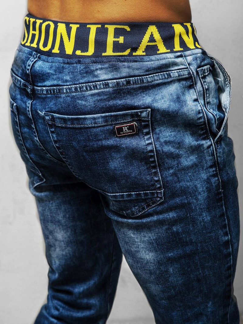 Spodnie jeansowe joggery męskie niebieskie OZONEE DR/TF113