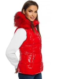 Стьобаний жіночий жилет червоний OZONEE O/DK027/4