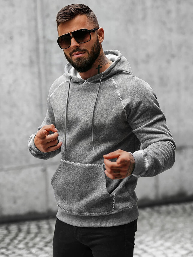 Bluza z kapturem męska grafitowa OZONEE O/8B152/5