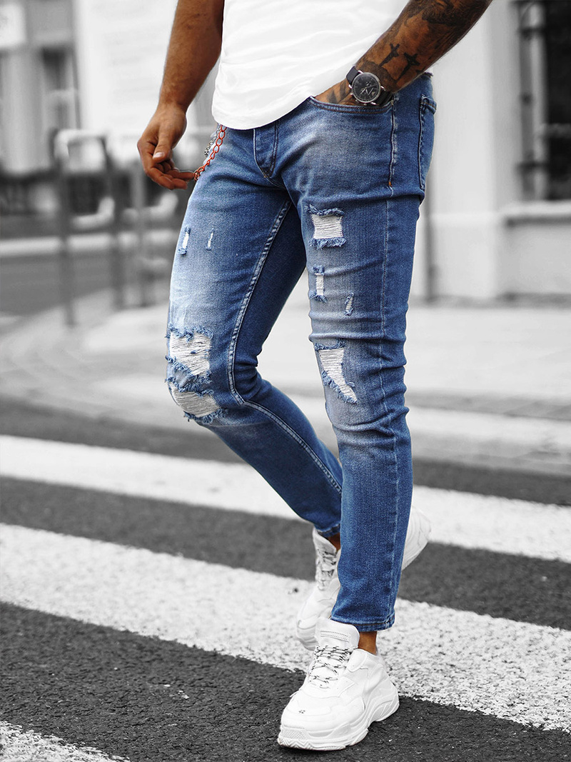 Spodnie jeansowe męskie niebieskie OZONEE O/JR49