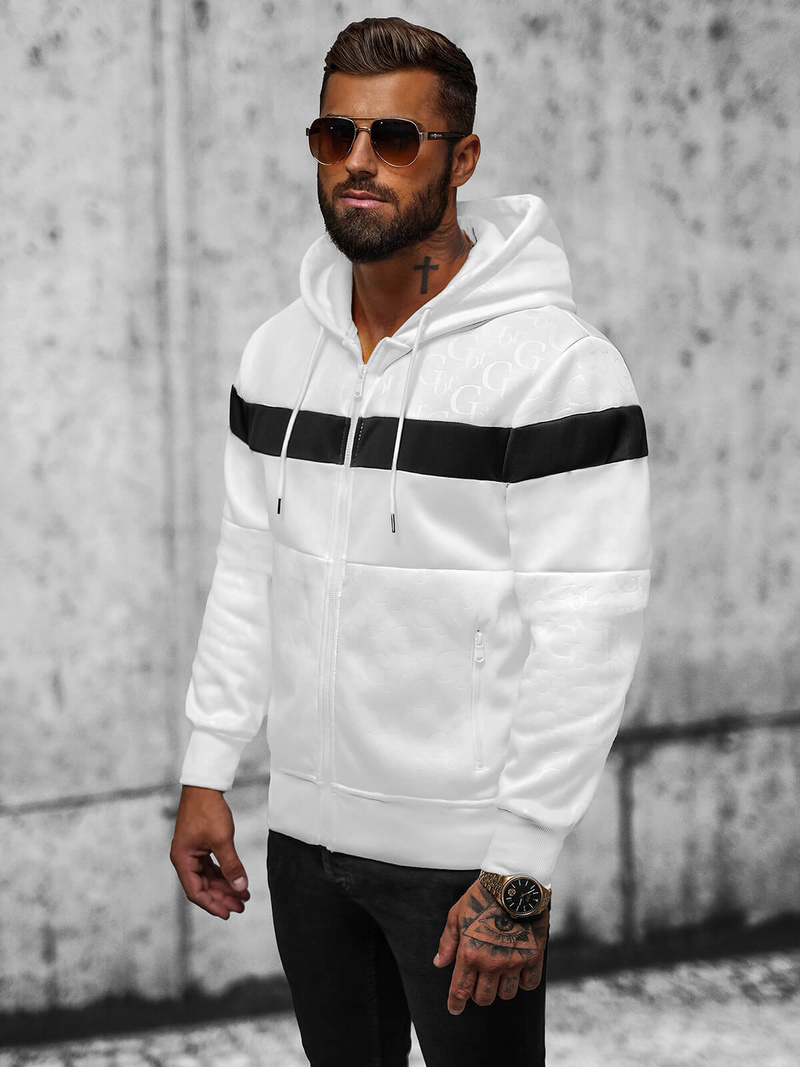 Толстовка чоловіча біла OZONEE JS/3B557