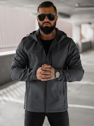 Kurtka softshell męska z kapturem grafitowa OZONEE JS/27B6523/5Z