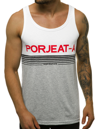 T-Shirt męski bez rękawów biały OZONEE JS/SS11062