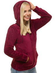 Bluza damska rozpinana z kapturem bordowa OZONEE JS/HH004/6