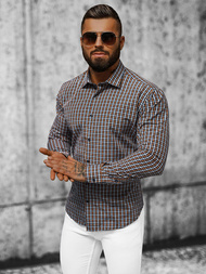 Koszula męska w kratę kolorowa OZONEE O/0422Z