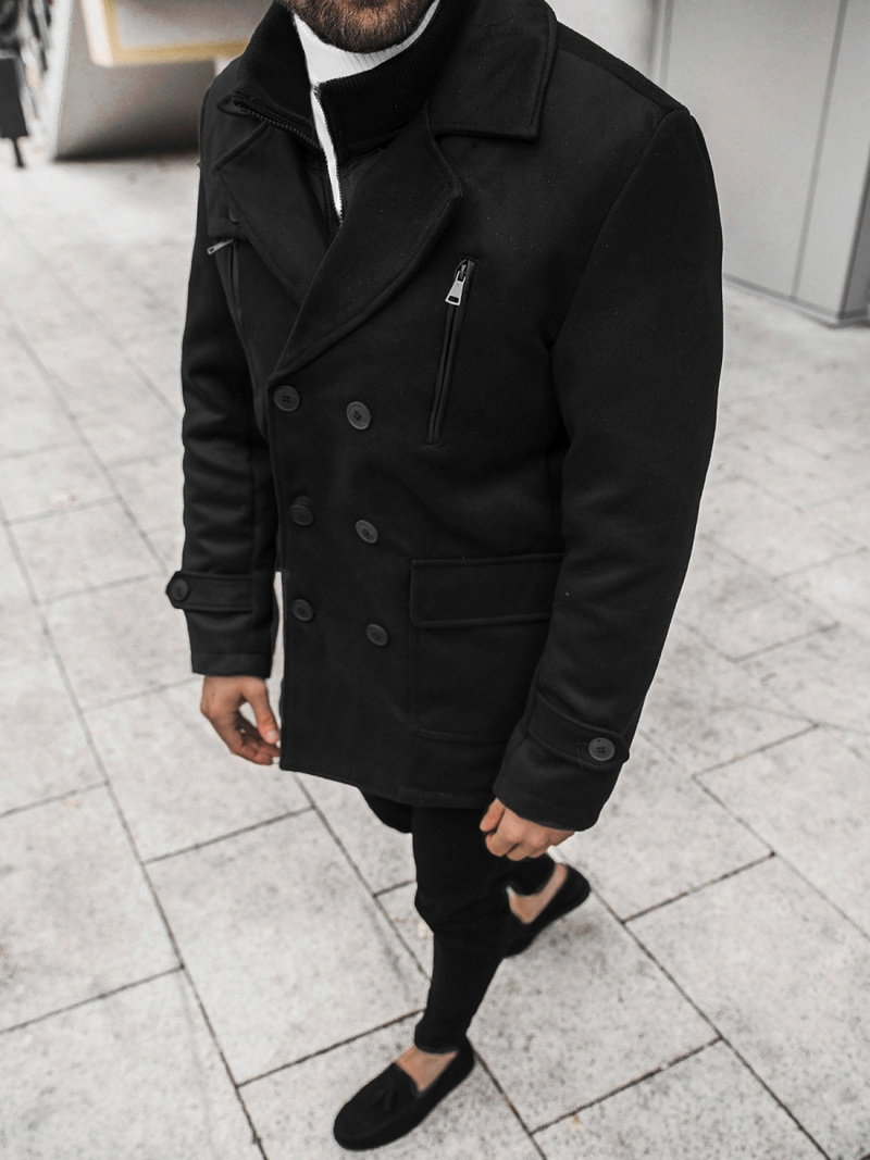 Płaszcz męski czarny OZONEE JS/79M3143Z