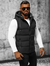 Kamizelka męska pikowana z kapturem czarna OZONEE JS/5M758/392Z