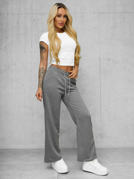 Spodnie dresowe damskie z szeroką nogawką grafitowe OZONEE JS/92K507/5