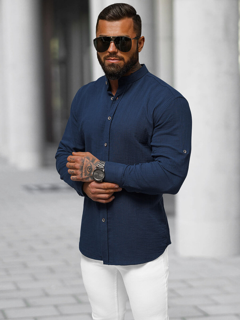 Класична сорочка чоловіча tемно-cиня OZONEE O/309992