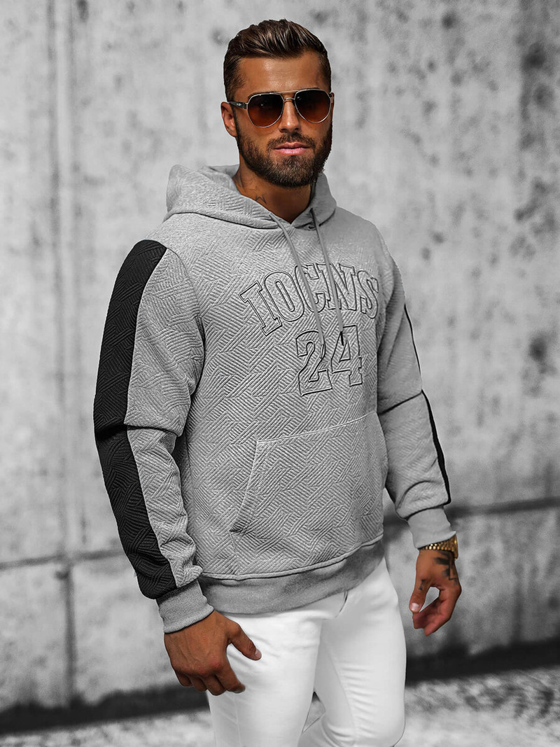 Bluza z kapturem męska szara OZONEE JS/3B579