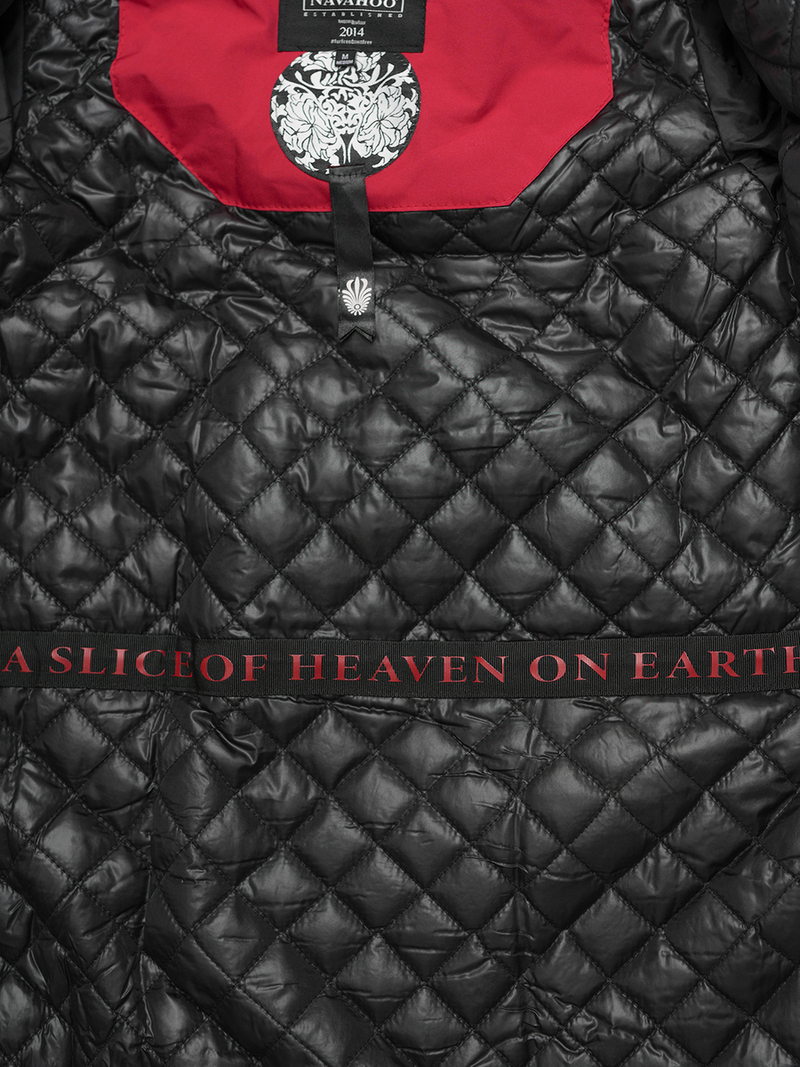 Kurtka zimowa damska długa pikowana ciemno-czerwona OZONEE O/W377