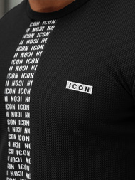 T-shirt męski slim-fit czarny OZONEE O/B1211